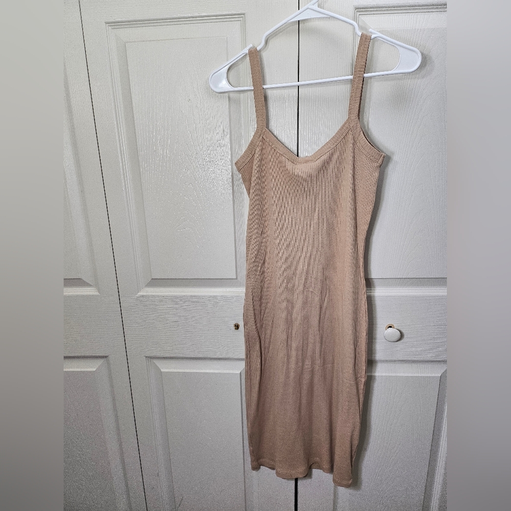 Vero Moda Tan Ribbed Sheath Dress - Picture 4 of 6